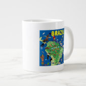 Cartoon Karte Brasiliens Jumbo-Tasse (Vorderseite Rechts)