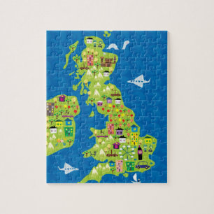 Cartoon-Karte des BRITISCHEN Puzzlespiels Puzzle
