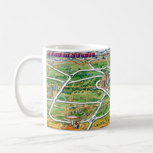 Cartoon-Karte Houstons Texas Kaffeetasse (Links)