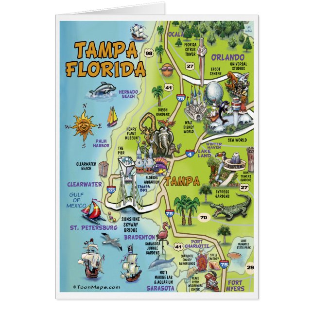 Cartoon-Karte Tampas Florida (Vorne)