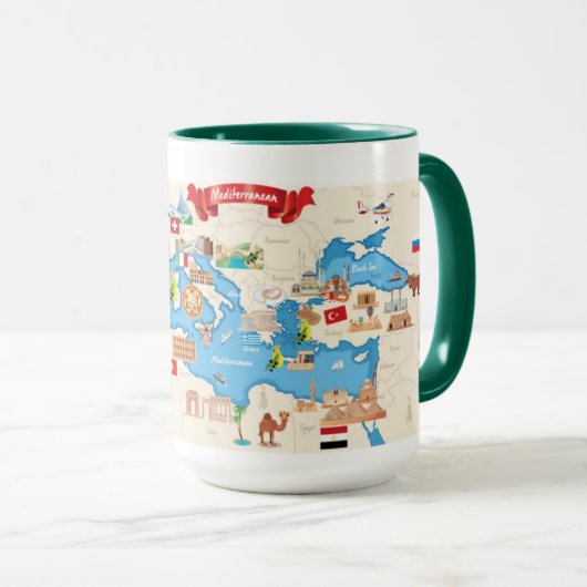 Cartoon-Karte vom Mittelmeer Tasse (VorderseiteRechts)