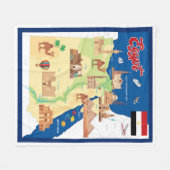 Cartoon-Karte von Ägypten Fleecedecke (Vorderseite (Horizontal))