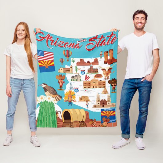 Cartoon-Karte von Arizona Fleecedecke (Beispiel)