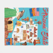 Cartoon-Karte von Arizona Fleecedecke (Vorderseite (Horizontal))