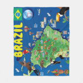 Cartoon-Karte von Brasilien Fleecedecke (Vorderseite)