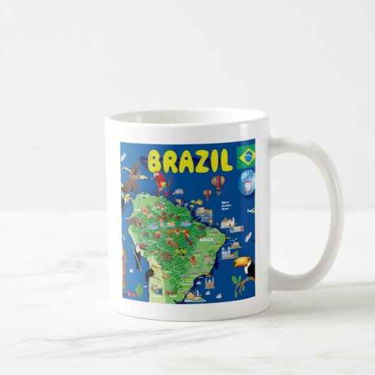 Cartoon-Karte von Brasilien Kaffeetasse (Rechts)