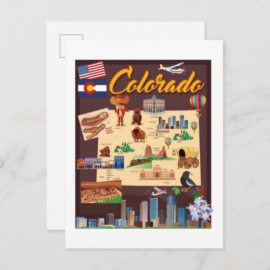 Cartoon Karte von Colorado (Vorne/Hinten)