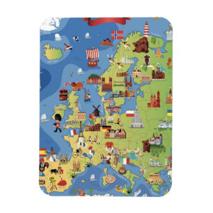 Cartoon-Karte von Europa Magnet
