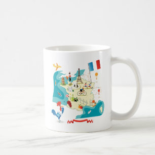 Cartoon-Karte von Frankreich Kaffeetasse