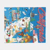 Cartoon-Karte von Kalifornien Fleecedecke (Vorderseite (Horizontal))