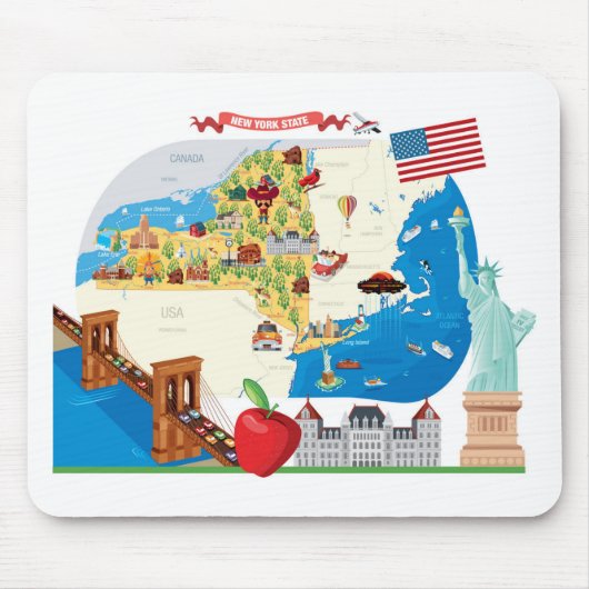 Cartoon-Karte von New- YorkStaat Mousepad (Vorne)