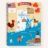 Cartoon Karte von Rhode Island Notizblock (Vorderseite)