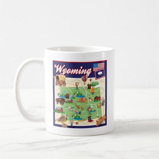 Cartoon-Karte von Wyoming Kaffeetasse (Links)