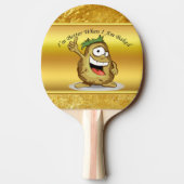 Cartoon-Kartoffel mit grünem Haar Tischtennis Schläger (Rückseite)