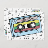 Cartoon-Kassettenband und Musiknoten (Mix It Up) Postkarte (Vorne/Hinten)