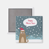 Cartoon Kätzchen mit Weihnachtsmannmütze Magnet (Vorderseite/Rückseite)