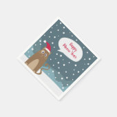 Cartoon Kätzchen, Weihnachtskatze Weihnachtsmannmü Serviette (Ecke)