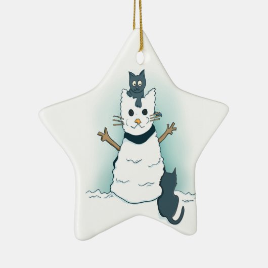 Cartoon Kätzchen Weihnachtsschneekatze machen Keramik Ornament (Rechts)