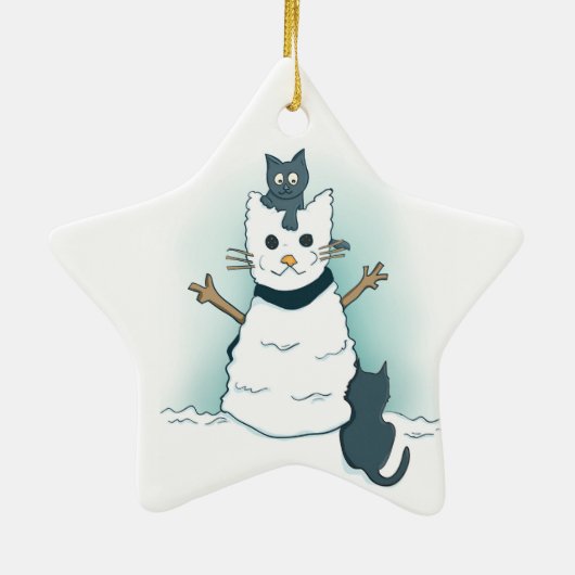 Cartoon Kätzchen Weihnachtsschneekatze machen Keramik Ornament (Hinten)