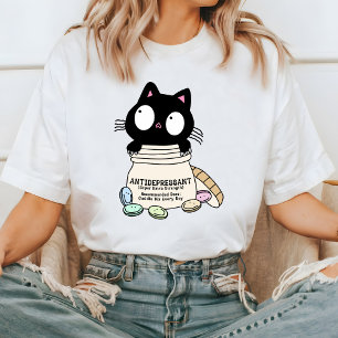 Cartoon Katze Antidepressiver T - Shirt, Katze Lov T-Shirt