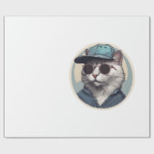 Cartoon Katze mit Sonnenbrille Geschenkpapier (Flach)
