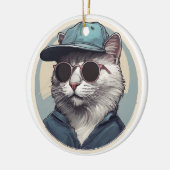 Cartoon Katze mit Sonnenbrille Keramik Ornament (Links)
