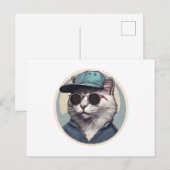 Cartoon Katze mit Sonnenbrille Postkarte (Vorne/Hinten)