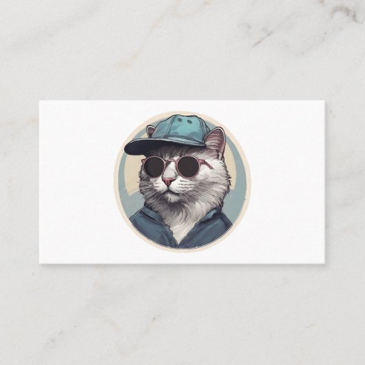 Cartoon Katze mit Sonnenbrille Visitenkarte (Vorderseite)