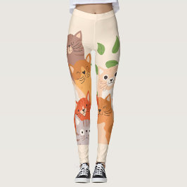 Cartoon Katzen Flip Flops Leggings
