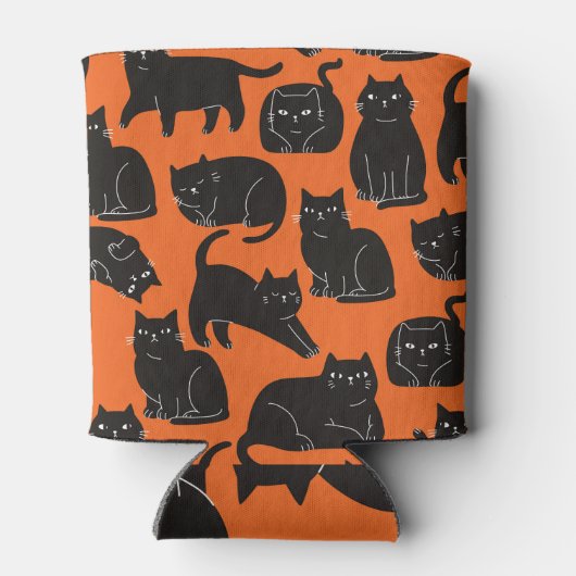 Cartoon Katzen Handgezeichnetes Muster Dosenkühler (Rückseite)