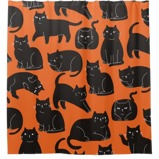 Cartoon Katzen Handgezeichnetes Muster Duschvorhang (Vorderseite)