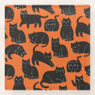 Cartoon Katzen Handgezeichnetes Muster Glasuntersetzer