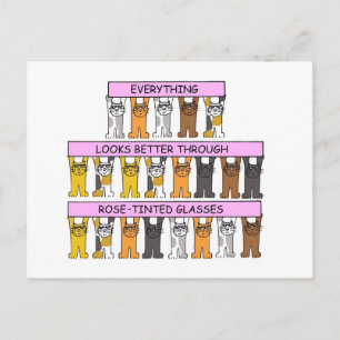 Cartoon Katzen mit Rose-getönter Brille Postkarte