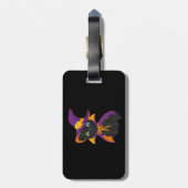 Cartoon-Katzenassistent mit unterschiedlichen Auge Gepäckanhänger (Rückseite vertikal)