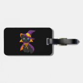 Cartoon-Katzenassistent mit unterschiedlichen Auge Gepäckanhänger (Rückseite horizontal)