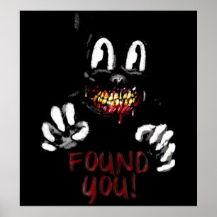 Cartoon Katzenkatze Horror Creepy Katze gefunden S Poster