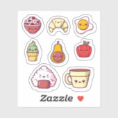 Cartoon kawaii food sticker set (Blatt)