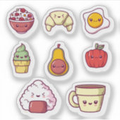 Cartoon kawaii food sticker set (Vorderseite)
