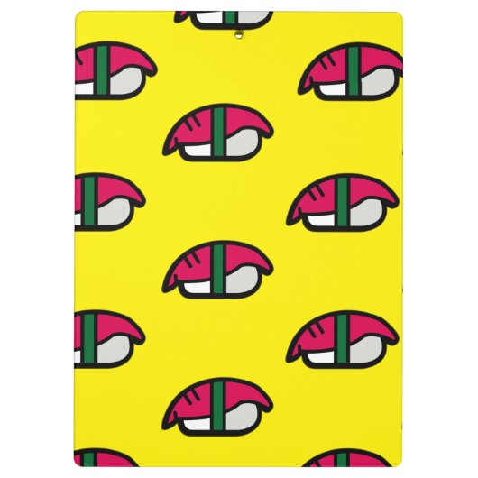 Cartoon Kawaii Sushi, Fischreis & Meeresalgen Klemmbrett (Rückseite)