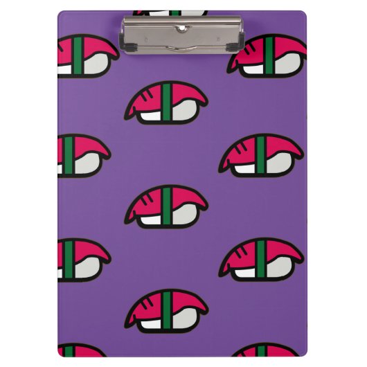 Cartoon Kawaii Sushi, Fischreis & Meeresalgen Klemmbrett (Vorderseite)