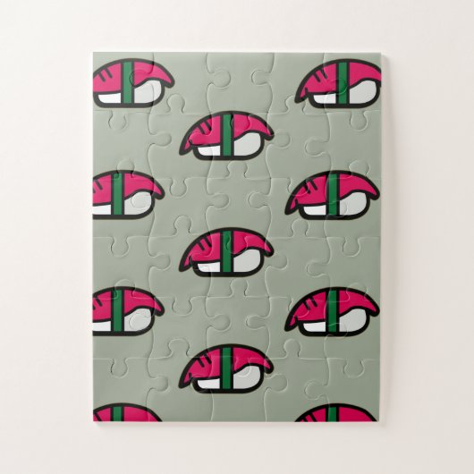 Cartoon Kawaii Sushi, Fischreis & Meeresalgen Puzzle (Vertikal)