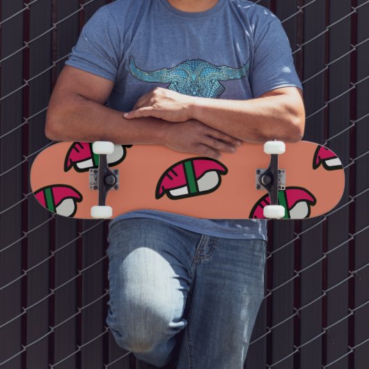 Cartoon Kawaii Sushi, Fischreis & Meeresalgen Skateboard (Außenbereich 3)