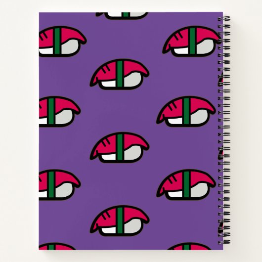 Cartoon Kawaii Sushi, Fischriese & Seetang-Noteboo Notizblock (Rückseite)