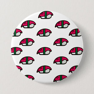 Cartoon Kawaii Sushi, Fischriese und Meeresalgen Button