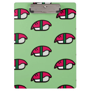 Cartoon Kawaii Sushi, Fischriese und Meeresalgen C Klemmbrett