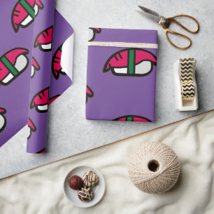 Cartoon Kawaii Sushi, Fischriese und Meeresalgen Geschenkpapier