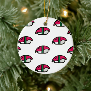 Cartoon Kawaii Sushi, Fischriese und Meeresalgen Keramik Ornament