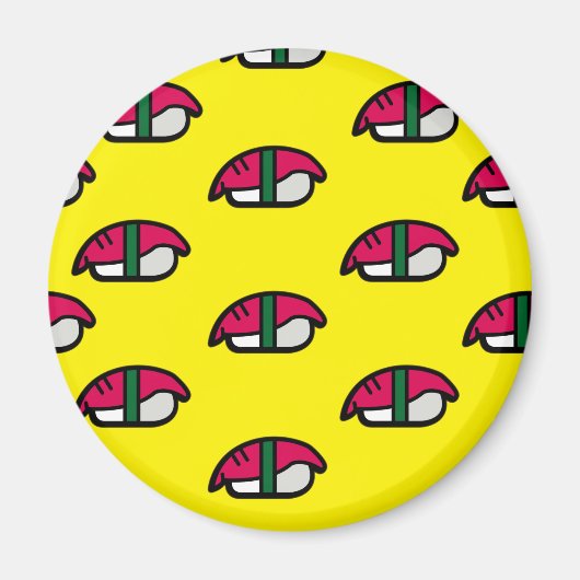 Cartoon Kawaii Sushi, Fischriese und Meeresalgen Magnet (Vorne)