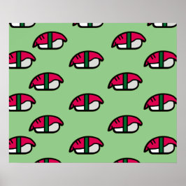 Cartoon Kawaii Sushi, Fischriese und Seetang-Poste Poster