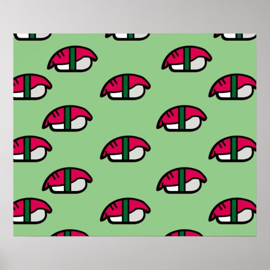 Cartoon Kawaii Sushi, Fischriese und Seetang-Poste Poster (Vorne)